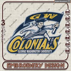 George Washington Colonials NCAA Text Logo Embroidery design ,NCAA embroidery, NCAA Embroidery File