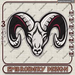 NCAA Fordham Rams Head Mascot Logo Embroidery design ,NCAA Fordham Rams embroidery, NCAA Embroidery File