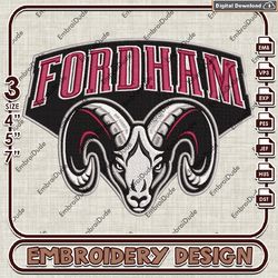 NCAA Fordham Rams Head Mascot Text Logo Embroidery design ,NCAA Fordham Rams embroidery, NCAA Embroidery File