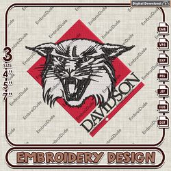 Davidson Wildcats Head Mascot Logo Embroidery design ,NCAA Davidson Wildcats embroidery, NCAA Embroidery File