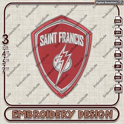 St. Francis Red Flash Logo Embroidery design ,NCAA St. Francis Red Flash embroidery, NCAA Embroidery File
