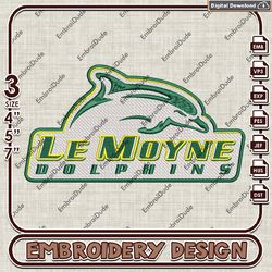 NCAA Le Moyne Dolphins Head Text Logo Embroidery design ,NCAA Le Moyne Dolphins embroidery, NCAA Embroidery File