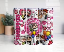 3D Inflated Carl Ellie Valentine Coffee Tumbler Wrap, 3D Up Movie Valentine Tumbler Png, 20 oz Skinny Love Tumbler Png,