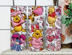 3D Inflated Cartoon Valentine Tumbler Wrap, Bear And Friends 3D Christmas Inflated Tumbler Wrap, Puffy Tumbler