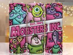 3D Inflated Monsters Christmas Tumbler Wrap Png, Monsters Tumbler Png, Cartoon Christmas Png