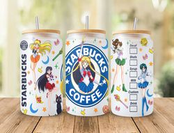 Anime Sailor Girls Tumbler Wrap, Libbey 16ozGlass Can Design, Anime Tumbler - Sublimation Design Digital Download