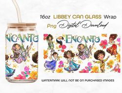 Encanto 16 oz Glass Can Wrap PNG, Encanto Libbey Glass Can PNG, Madrigal Family, Encanto Characters