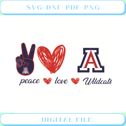 Arizona Wildcats Peace Love Svg Sport Svg, Peace Svg, Love Svg