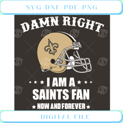 Damn Right I Am A Saints Fan Now And Forever Svg Sport Svg