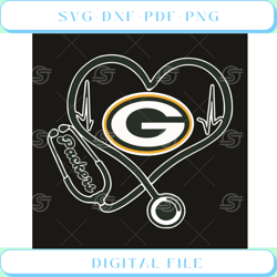 Green Bay Packers Heart Stethoscope Svg Sport Svg, Green Bay Packers