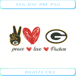 Green Bay Packers Peace Love Svg Sport Svg, Peace Svg, Love Svg