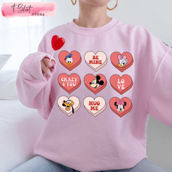 Candy Heart Mickey and Friends Disney Valentine Shirt Great Valentines Gifts for Her, Custom Shirt