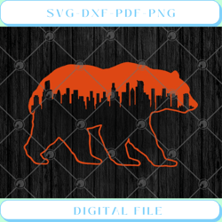 downtown chicago city skyline walking bear cityscape svg png eps dxf