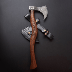 Damascus Steel Axe | Custom Handmade Damascus Gift Axe | Viking Axe with Rose wood Shaft | Viking axe