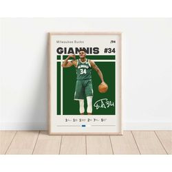 Giannis Antetokounmpo Poster, Milwaukee Bucks, NBA Fans, NBA Poster, Basketball Poster, Sports Poster, Gift For Him