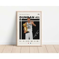 Tim Duncan Poster, San Antonio Spurs, NBA Fans, NBA Poster, Basketball Poster, Sports Poster, Gift For Him