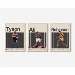 ali tyson robinson poster, boxing bundle inspired poster, boxing art print, mid-century modern, uni dorm room,