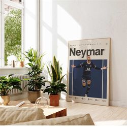 Neymar Inspired Poster, Football Art Print, Brazil Poster, Mid-Century Modern, Uni Dorm Room,