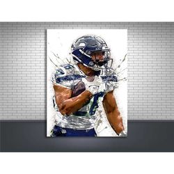 zach charbonnet poster, seattle seahawks, gallery canvas wrap, wall art, man cave, kids room, game room
