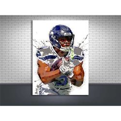 kenneth walker poster, seattle seahawks, gallery canvas wrap, wall art, man cave, kids room, game room