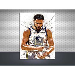 klay thompson poster, golden state warriors, gallery canvas wrap, wall art, man cave, kids room, game room