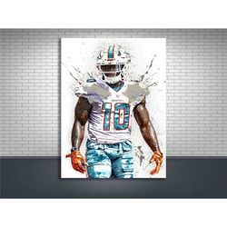 Tyreek Hill Poster Print, Miami Dolphins, Gallery Canvas Wrap, Man Cave, Kids Room, Game Room