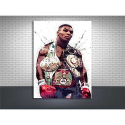 mike tyson poster, champion belt, gallery canvas wrap, man cave, kids room, game room, bar