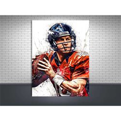 Peyton Manning Poster, Denver Broncos, Gallery Canvas Wrap, Man Cave, Kids Room, Game Room, Bar
