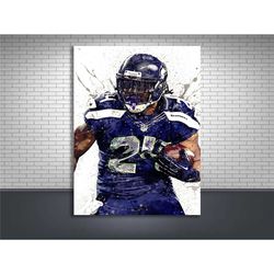 marshawn lynch poster, seattle seahawks, gallery canvas wrap, wall art, man cave, kids room, game room