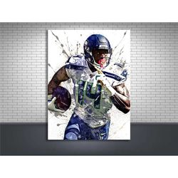 dk metcalf poster, seattle seahawks, gallery canvas wrap, wall art, man cave, kids room, game room