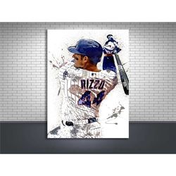 anthony rizzo poster, chicago cubs, gallery canvas wrap, wall art, man cave, kids room, game room