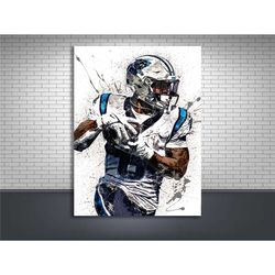 miles sanders poster, carolina panthers, gallery canvas wrap, wall art, man cave, kids room, game room