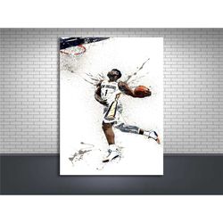zion williamson dunk poster, new orleans pelicans, gallery canvas wrap, wall art, man cave, kids room, game room