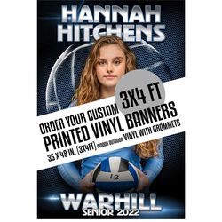 custom sports banner 3x4 ft (36x48 inches) printed vinyl banner for indoor or outdoor use. senior sports poster senior b