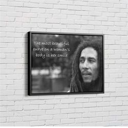 Bob Marley With Text Overlay Quotes Inspirational Canvas Unique Design Wall Art Print Hand Made Ready to Hang Custom Des