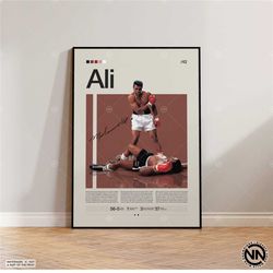 mohammed ali poster, boxing poster, sports poster, boxing wall art, mid-century modern, motivational poster, sports bedr