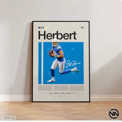 Justin Herbert Poster, San Diego Chargers Print, NFL Poster, Sports Poster, Football Poster, NFL Wall Art, Sports Bedroo