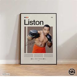 sonny liston poster, boxing poster, sports poster, boxing wall art, mid-century modern, motivational poster, sports bedr