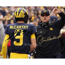 Jim Harbaugh & JJ McCarthy Signed Photo 8X10 rp Autographed Picture Michigan Wolverines