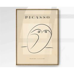 Picasso Print, Owl Line Art, Picasso Line Art Poster, Pablo Picasso Exhibition Print, Animal Wall Art, Modern Gallery Pr