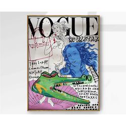 Vogue Magazine Poster, Crocodile Print, Pop Art, Street Art, Altered Art, Contemporary Artwork, Modern Home Decoration,
