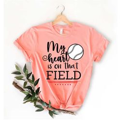 my heart is on that field shirt, sports mom shirt, football mom shirt, personalized football shirt, football fan shirt
