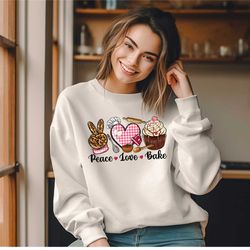 peace love bake shirt, funny baking tee, gift for chef, baking lover t-shirt