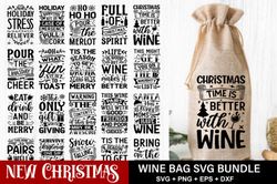 Christmas Wine Bags Svg Bundle File Digital
