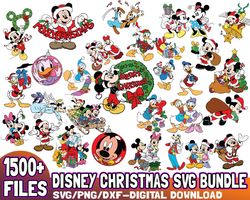 1500 FILES Disney Christmas Svg Bundle Design