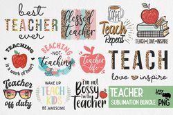 Teacher Sublimation Bundle Png, Teacher Clipart, Teacher Apple