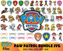 52 Paw Patrol Bundle Svg, Paw Patrol Cut File, Paw Patrol Vector