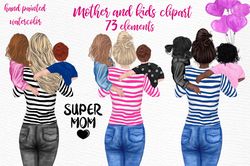 mother and children clipart png, mothers day png, children clipart