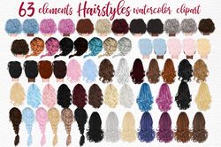 Hairstyles Watercolor Clipart Png, Hairstyles Clipart, Girls Clipart