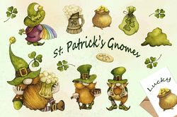 St Patricks Day Gnome Clipart Png Bundle, St Paddys Day Png